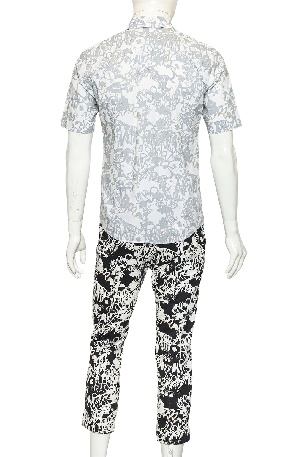 JIL SANDER - A SCRIBBLE PRINT SHIRT AND TROUSERS ENSEMBLE