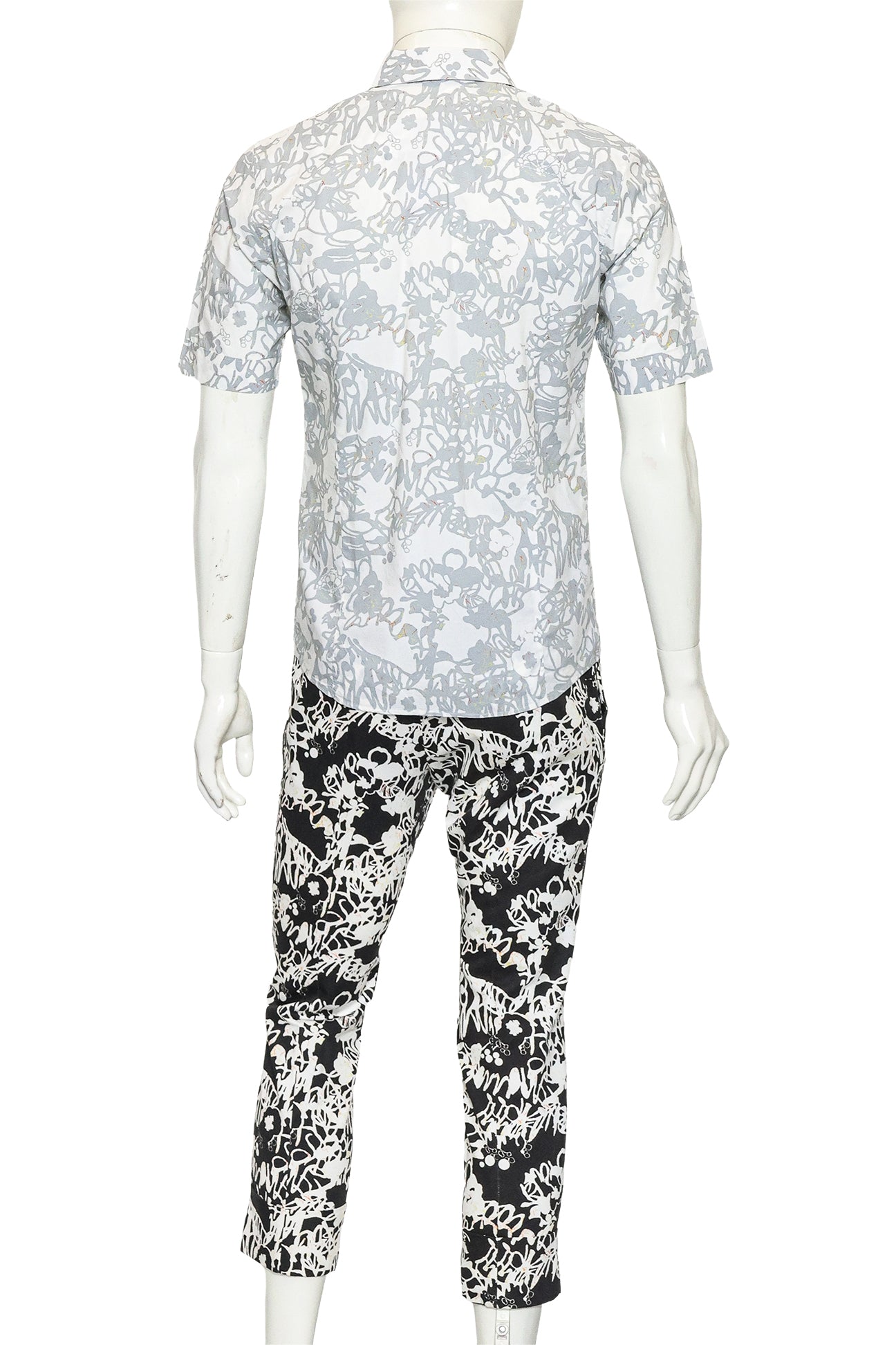 JIL SANDER - A SCRIBBLE PRINT SHIRT AND TROUSERS ENSEMBLE
