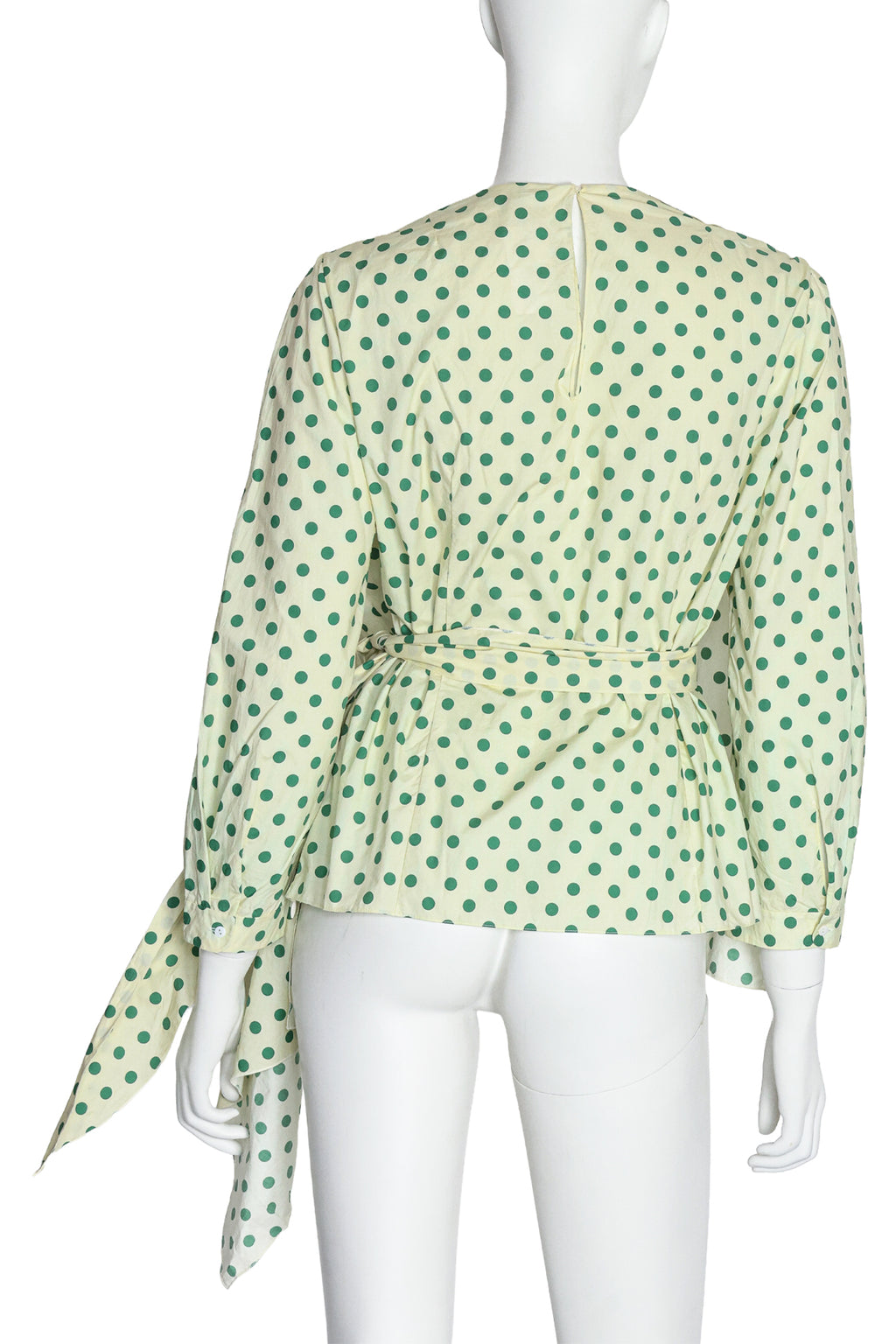 DELPOZO - A YELLOW AND GREEN POLKA DOT BLOUSE, FALL RTW 2018