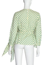 DELPOZO - A YELLOW AND GREEN POLKA DOT BLOUSE, FALL RTW 2018