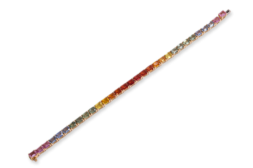 A MULTI-COLOUR SAPPHIRE TENNIS BRACELET