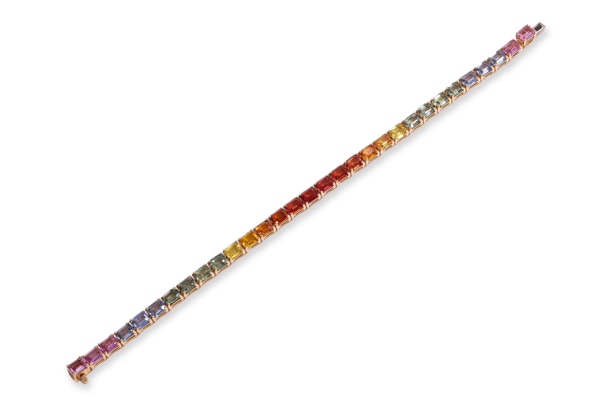 A MULTI-COLOUR SAPPHIRE TENNIS BRACELET