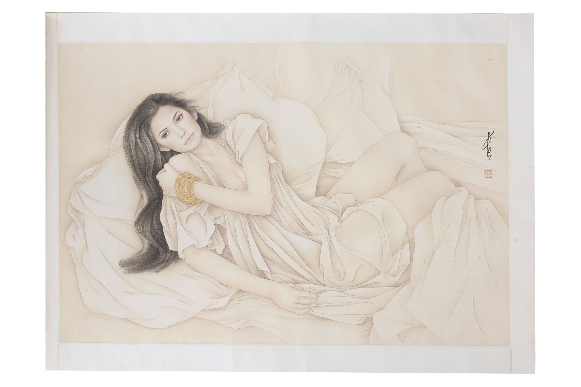FENG CHANGJIANG (B.1943) - PORTRAIT OF A RECLINING LADY