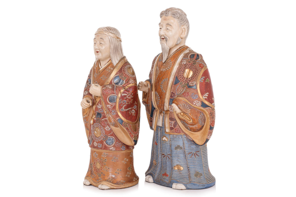 A LARGE PAIR OF KUTANI WARE TAKASAGO FIGURES