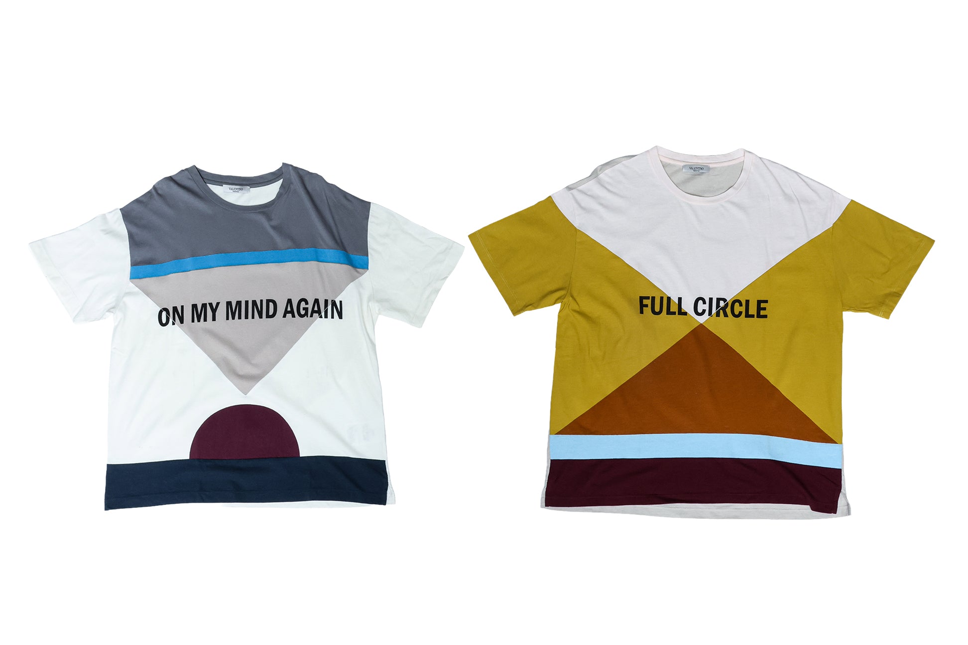 VALENTINO - TWO GEOMETRIC TEXT PRINT T-SHIRTS