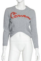 CARVEN - A GREY COTTON CROPPED SWEATSHIRT