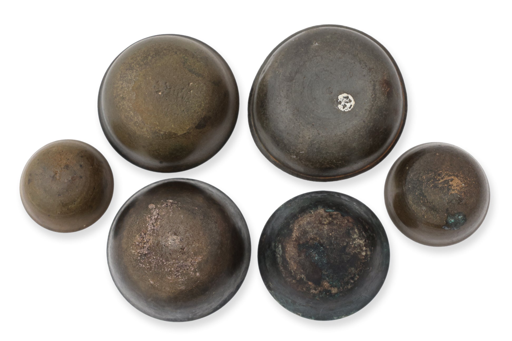 A GROUP OF SIX SOUTH EAST ASIAN BRONZE BOWLS