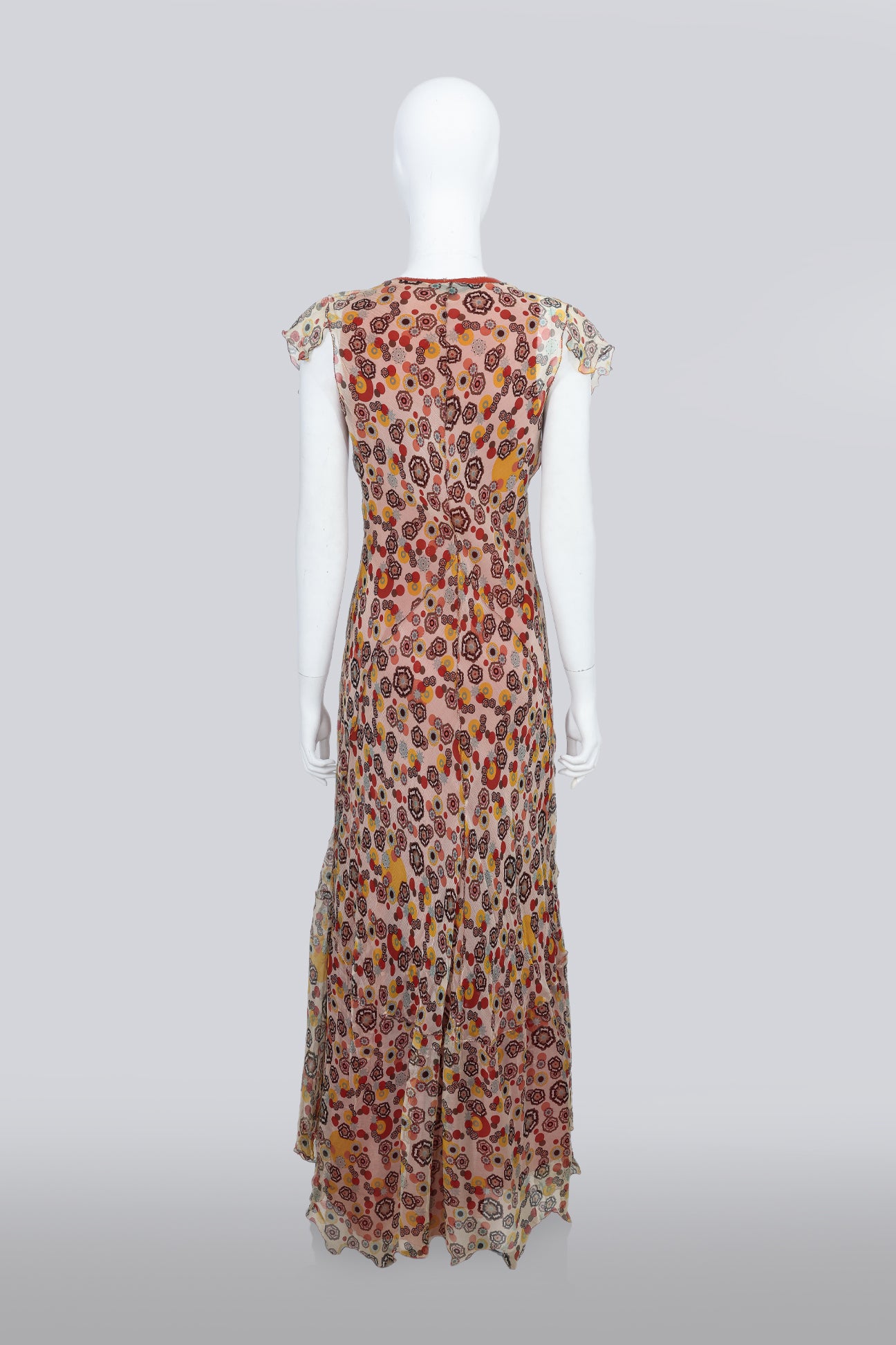 ROZAE NICHOLS - A GEOMETRIC FLORAL PRINT MAXI DRESS