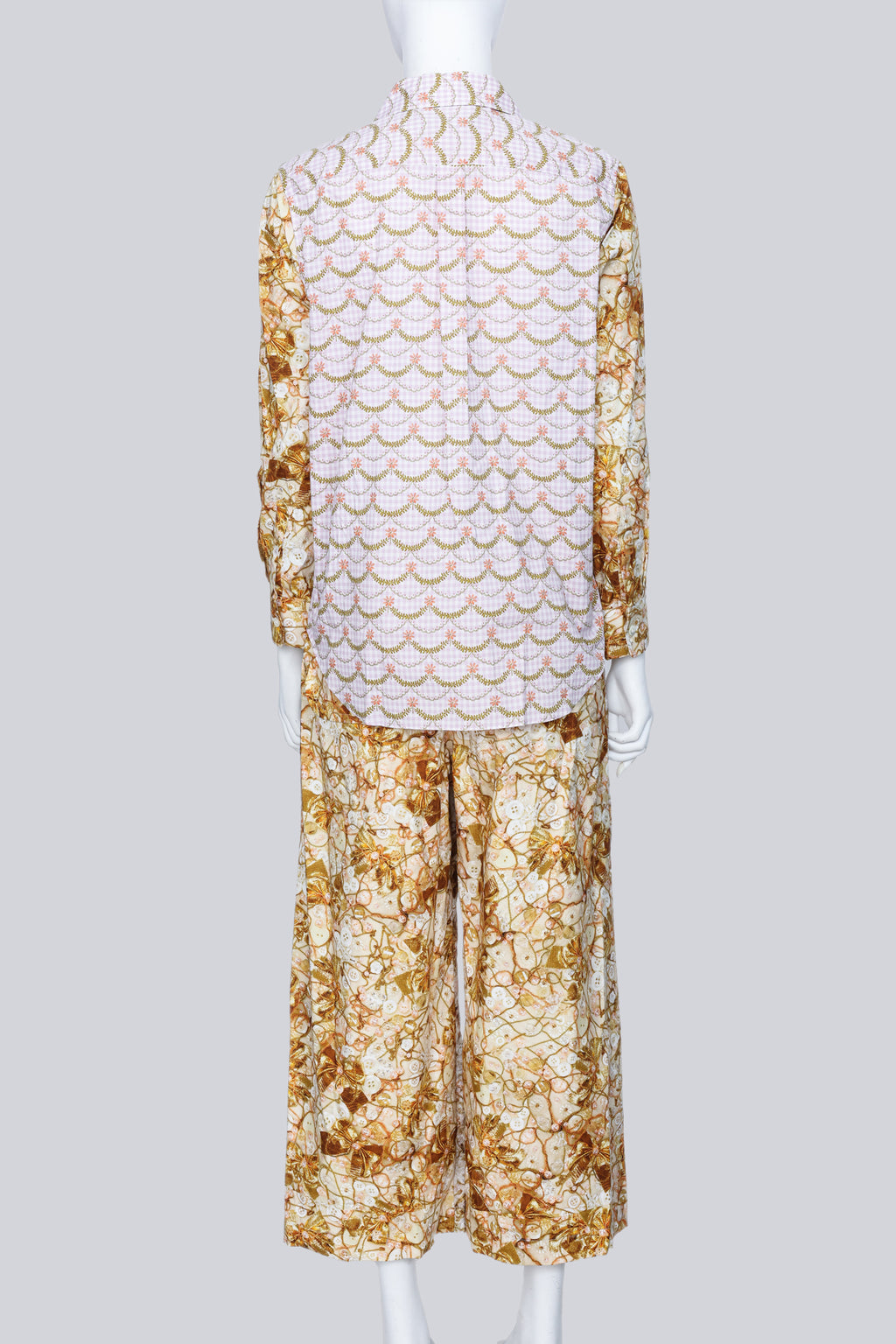 COMME DES GARCONS TRICOT - A 2018 FLORAL PINK AND ORANGE VELVETY SET