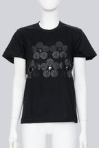 NOIR KEI NINOMIYA COMME DES GARCONS - A 2018 BLACK COTTON FLOWER STUDDED T-SHIRT