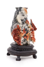 A SHOUSHAN STONE VASE WITH BIRDS AND PEONIES