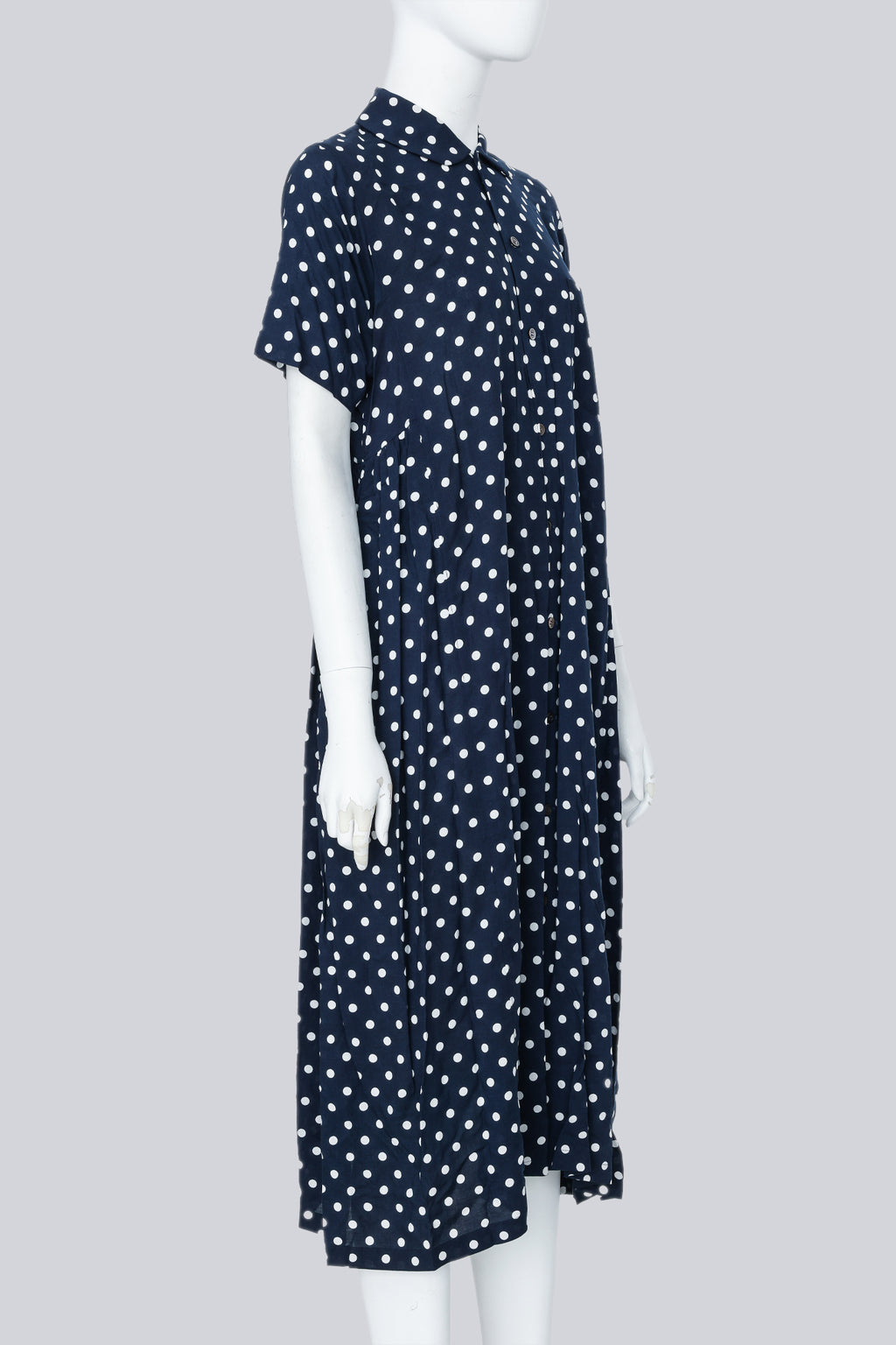 COMME DES GARÇONS - A NAVY AND WHITE POLKA DOT DRESS