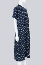 COMME DES GARÇONS - A NAVY AND WHITE POLKA DOT DRESS