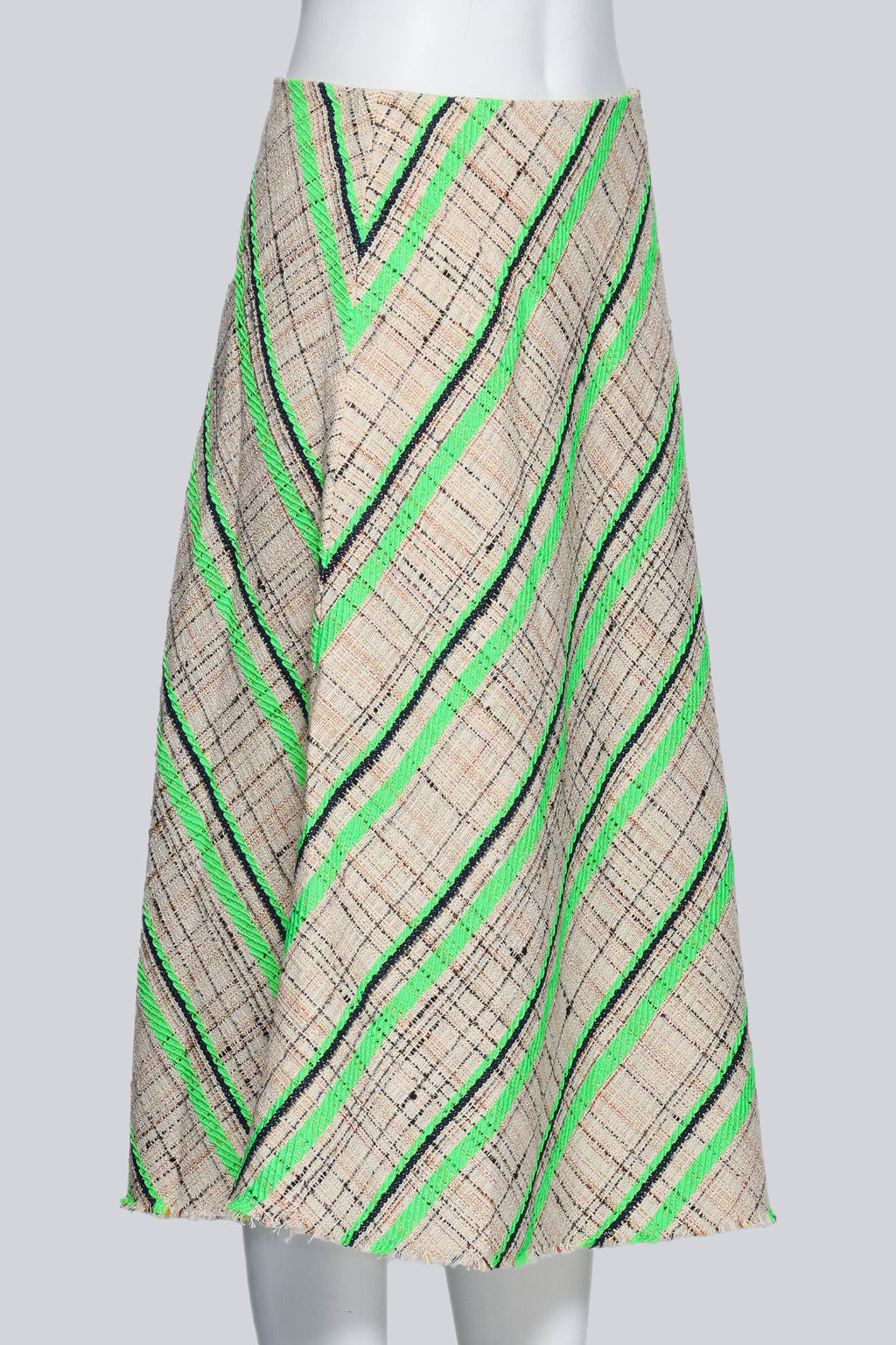 MAISON MARGIELA - A NEON GREEN TARTAN STRIPED SKIRT