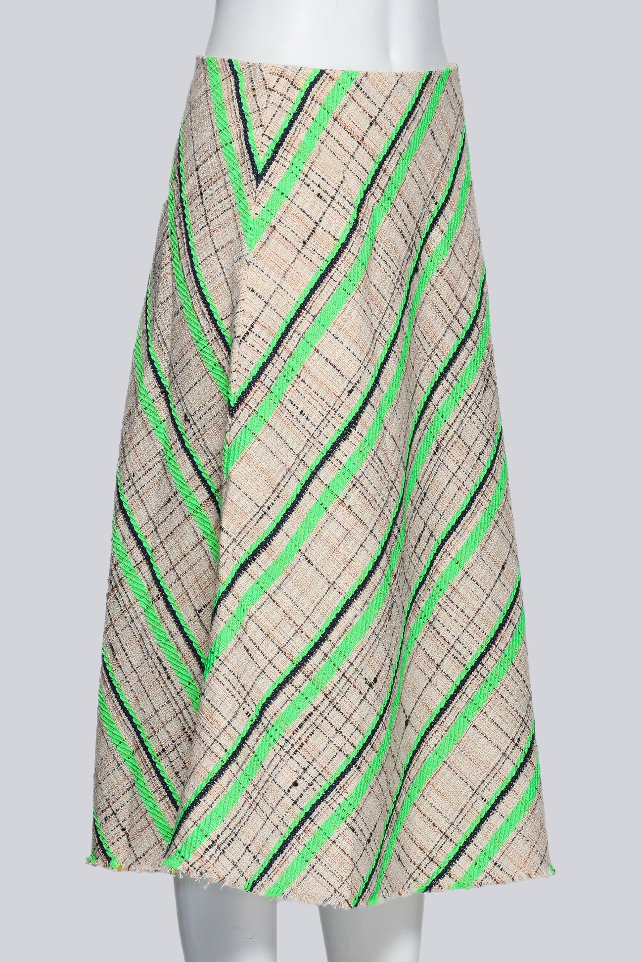 MAISON MARGIELA - A NEON GREEN TARTAN STRIPED SKIRT