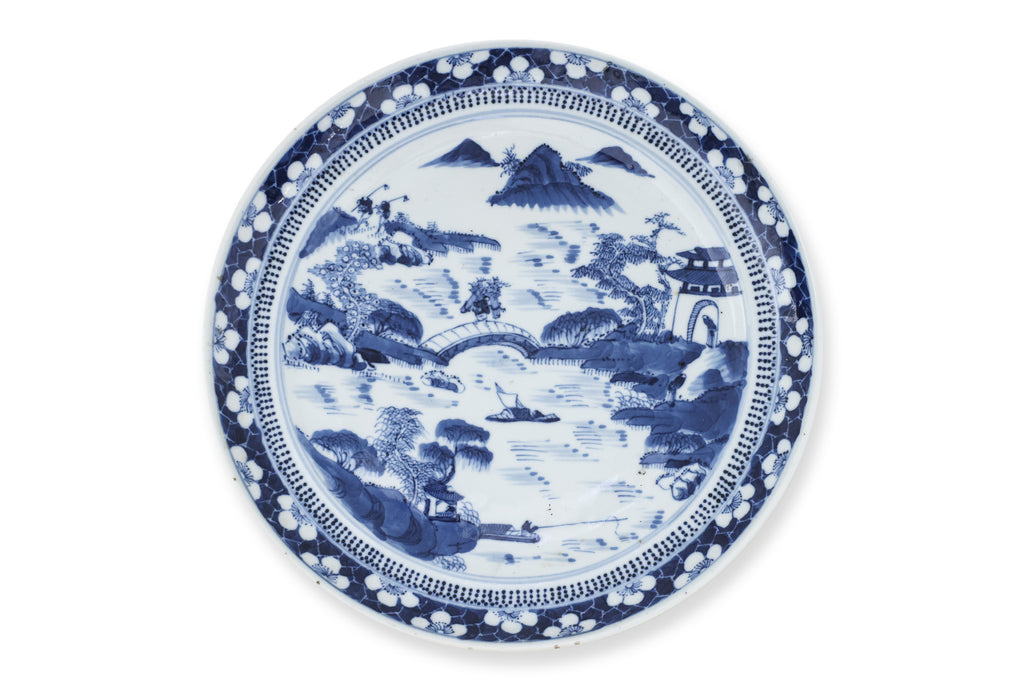 TWO BLUE AND WHITE DISHES