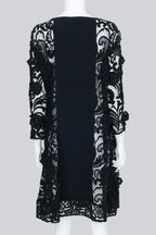 PRADA - A BLACK FLORAL LACE DRESS WITH LONG SLEEVES