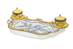 A SEVRES STYLE YELLOW GROUND PORCELAIN INK STAND