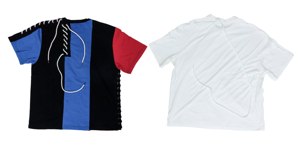CRAIG GREEN - TWO COTTON LACE-UP DETAIL T-SHIRTS