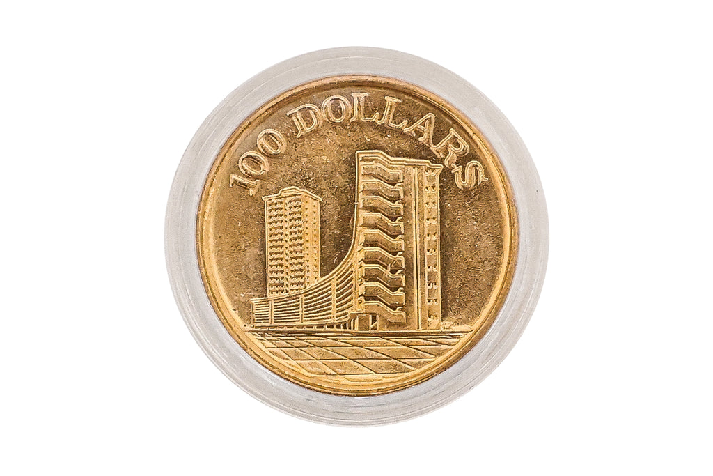 SINGAPORE, 10TH ANNIVERSARY $100 GOLD COIN 1965-1975