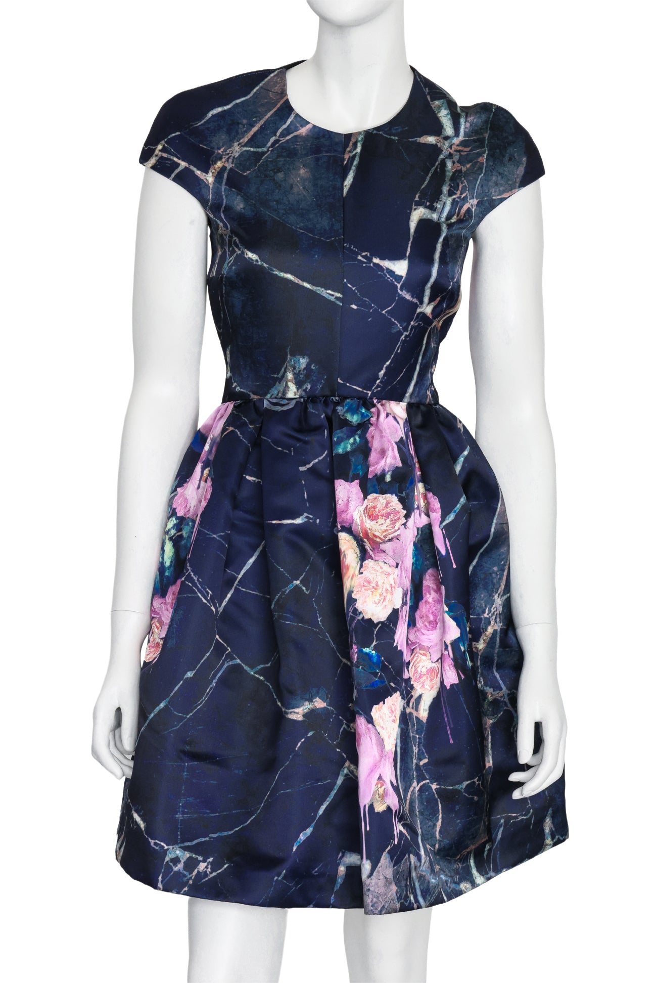 MSGM - A MARBLE AND ROSE PRINT DRESS, PRE-FALL 2014