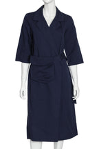 DRIES VAN NOTEN - A NAVY COAT WITH MATCHING BELT