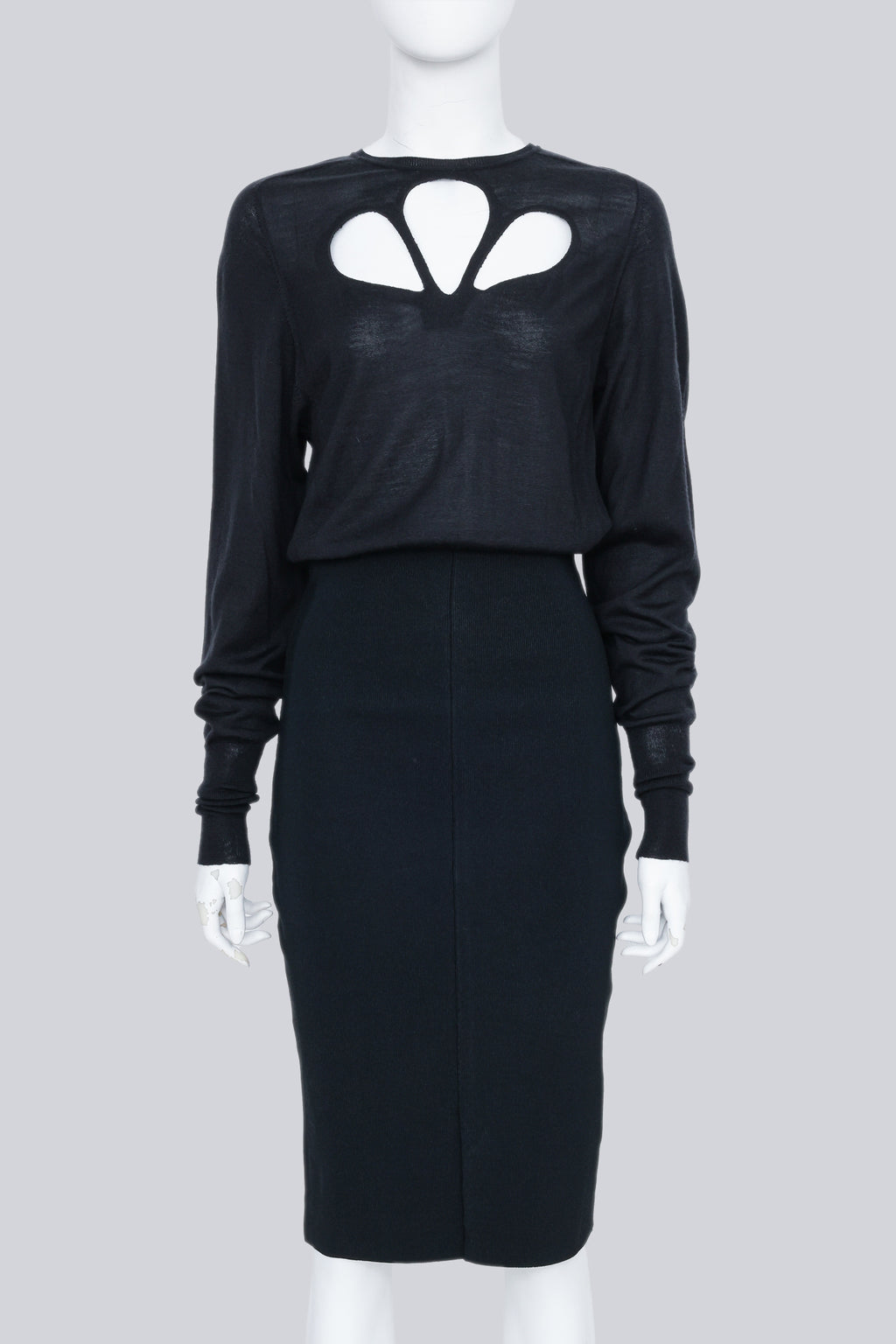 BALENCIAGA - A BLACK 'LE DIX' CUTOUT DRESS FROM F/W 2001 BY NICOLAS GHESQUIÈR