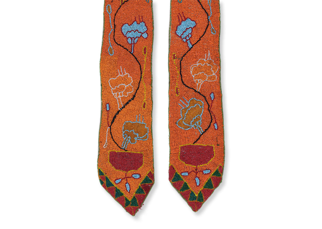 A PAIR OF BEADWORK WEDDING BED HANGINGS