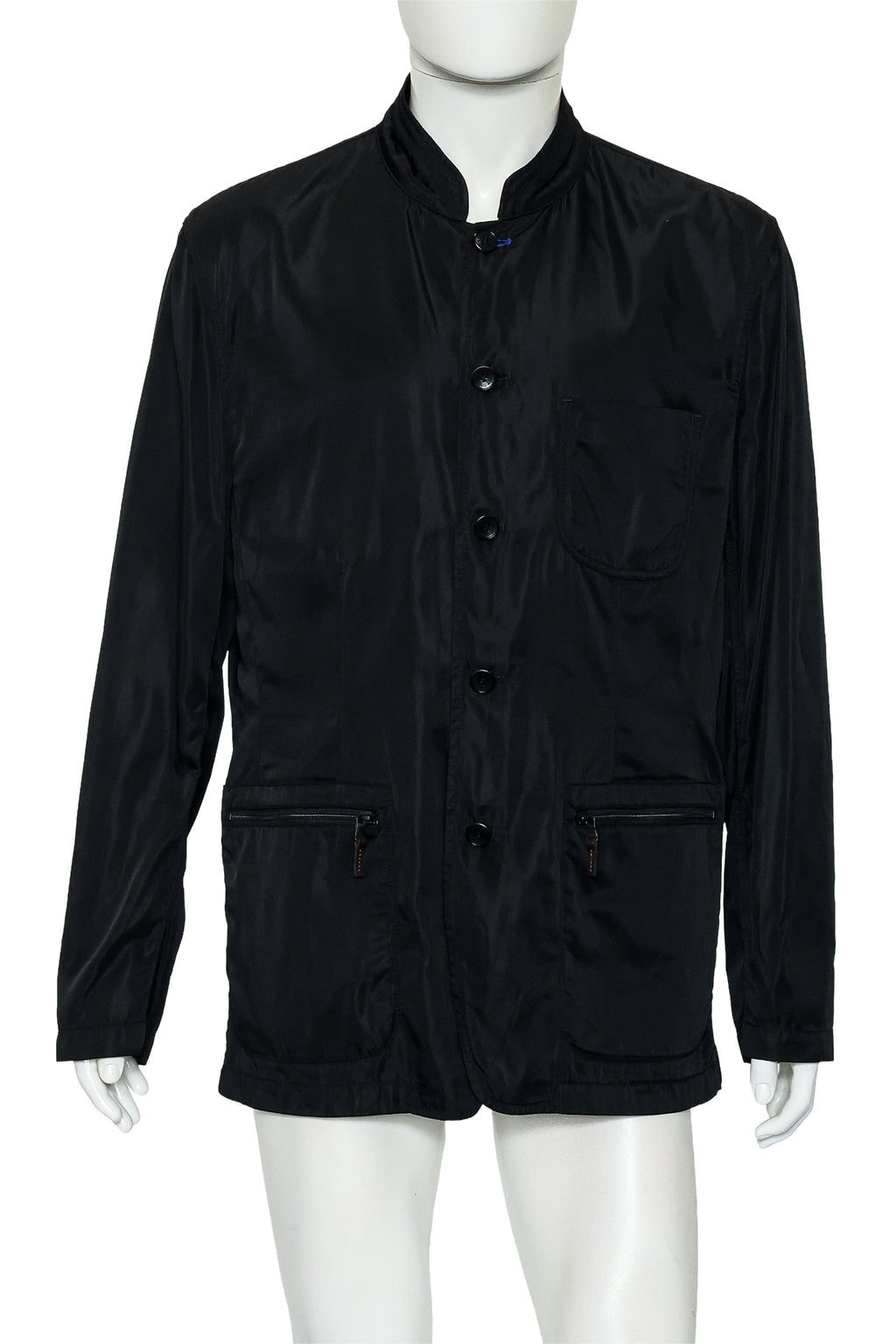 SHANGHAI TANG - A BLACK NYLON MAO JACKET