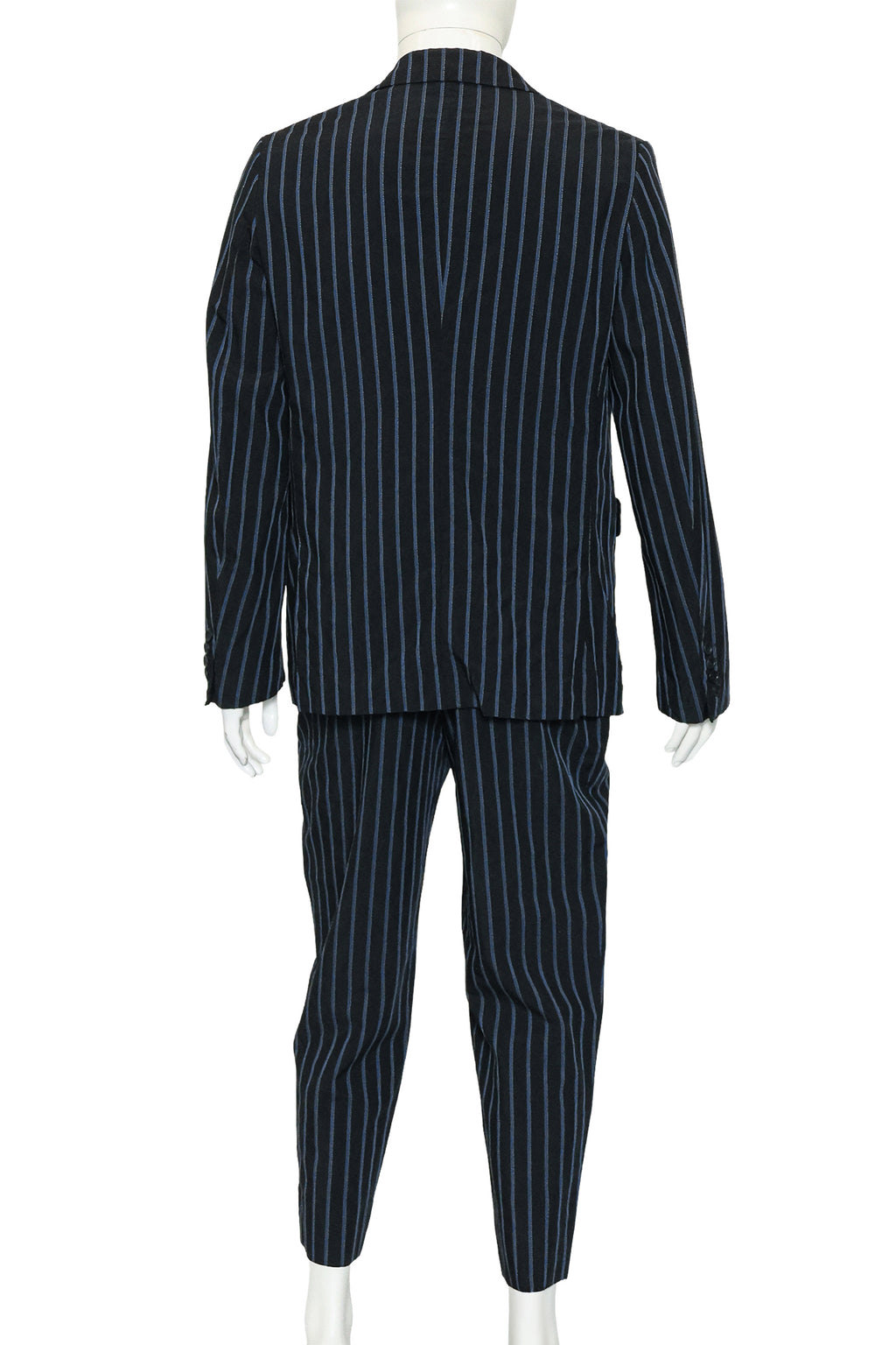 COMME DES GARCONS HOMME DEUX - A BLACK AND BLUE PINSTRIPE SUIT