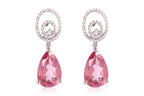 A PAIR OF COATED PINK TOPAZ AND DIAMOND EARRINGS