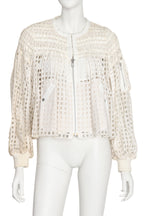 SACAI - AN OPENWORK COTTON BOMBER JACKET, SPRING RTW 2014