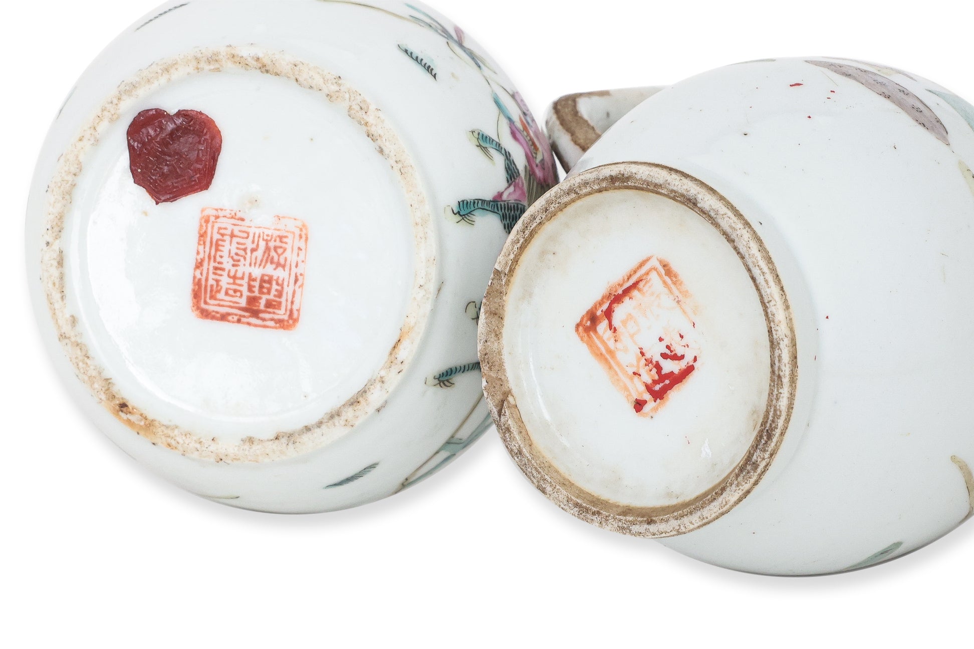 TWO FAMILLE ROSE TEAPOTS