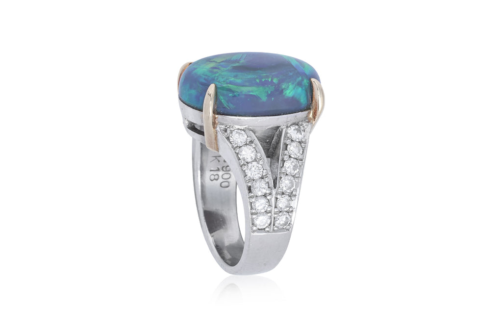 AN OPAL AND DIAMOND RING