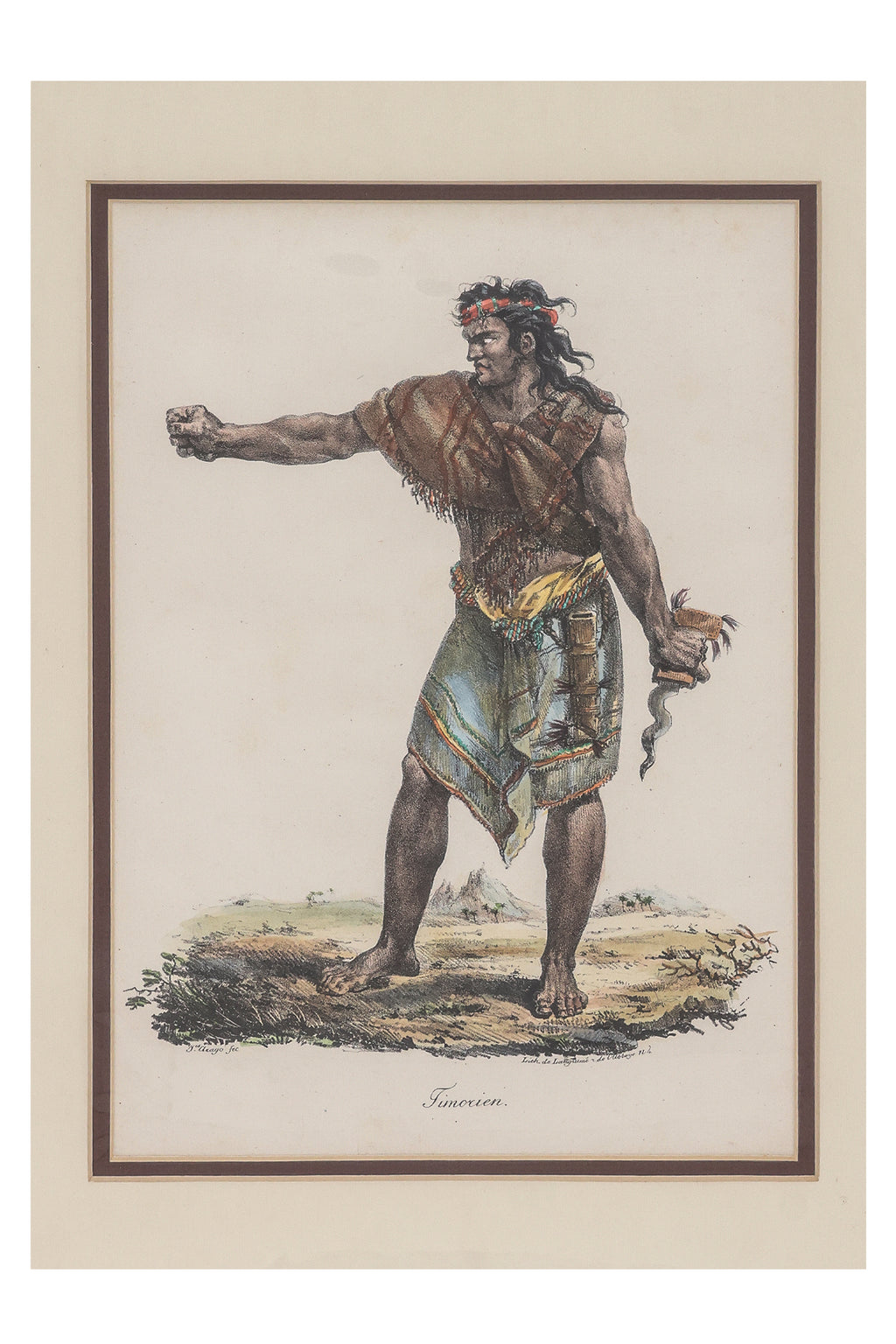 THREE HAND-COLOURED ETHNOGRAPHIC ENGRAVINGS, J ARAGO, 1842