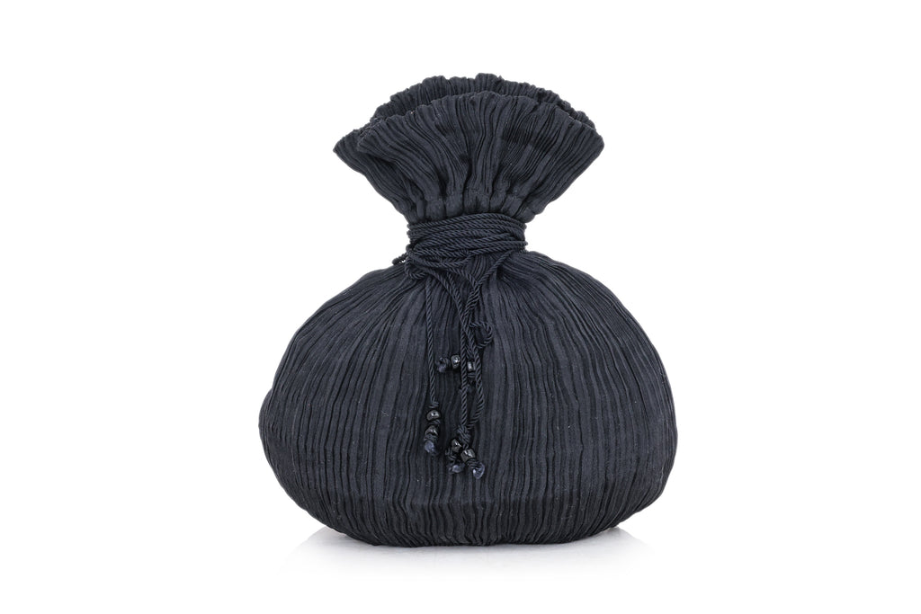 FORTUNY - A BLACK PLEATED 'ANTHEA' BAG