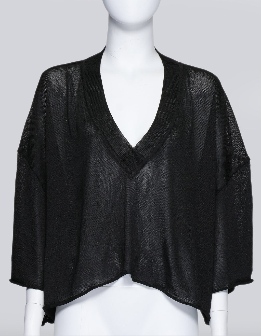 MAISON MARTIN MARGIELA - A SHEER BLACK CROPPED SHIRT