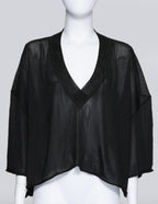 MAISON MARTIN MARGIELA - A SHEER BLACK CROPPED SHIRT