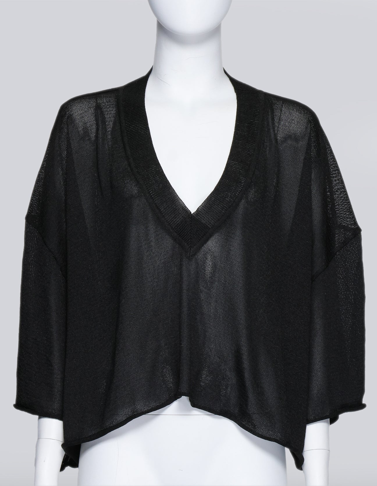 MAISON MARTIN MARGIELA - A SHEER BLACK CROPPED SHIRT