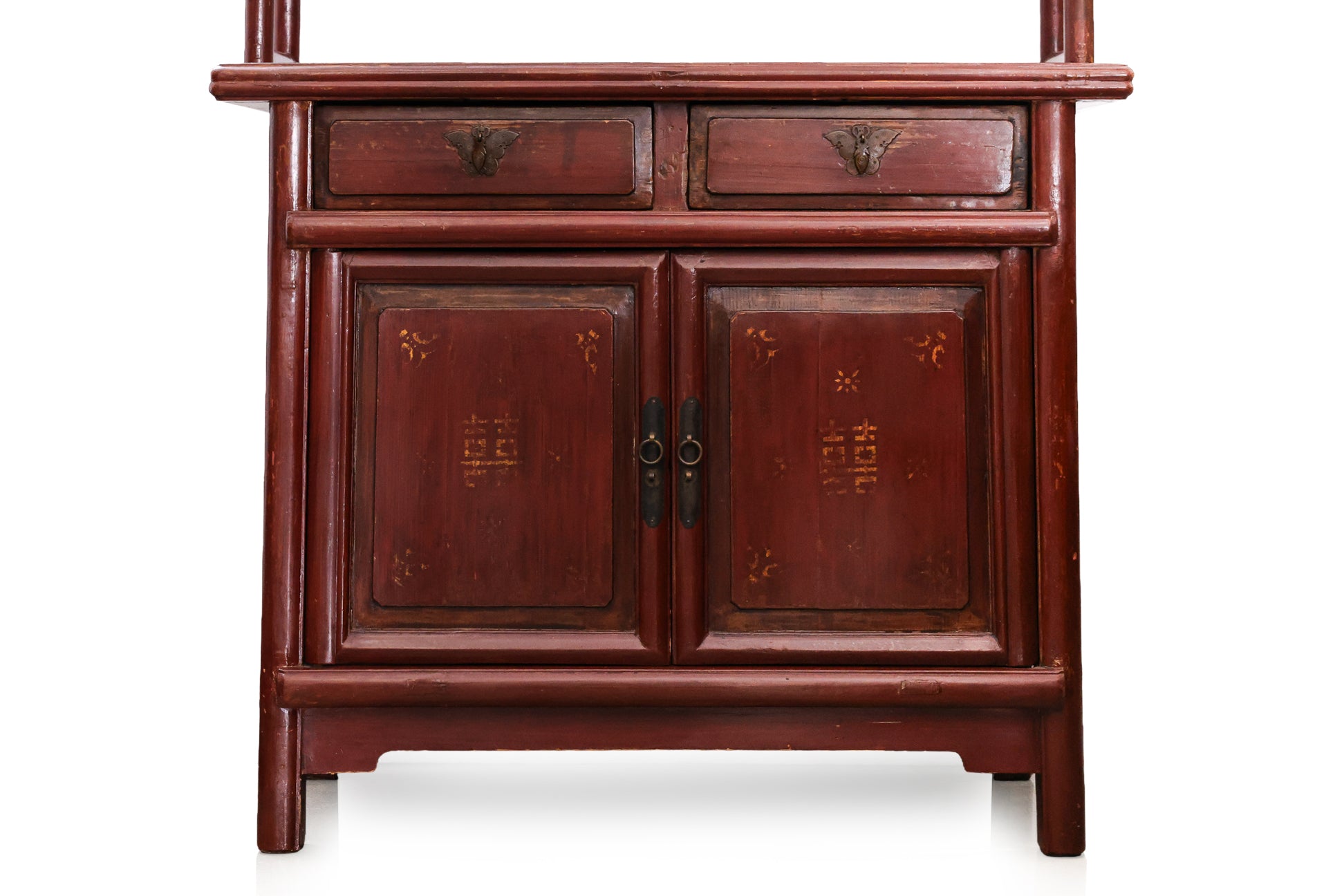 A CHINESE RED LACQUERED DISPLAY CABINET