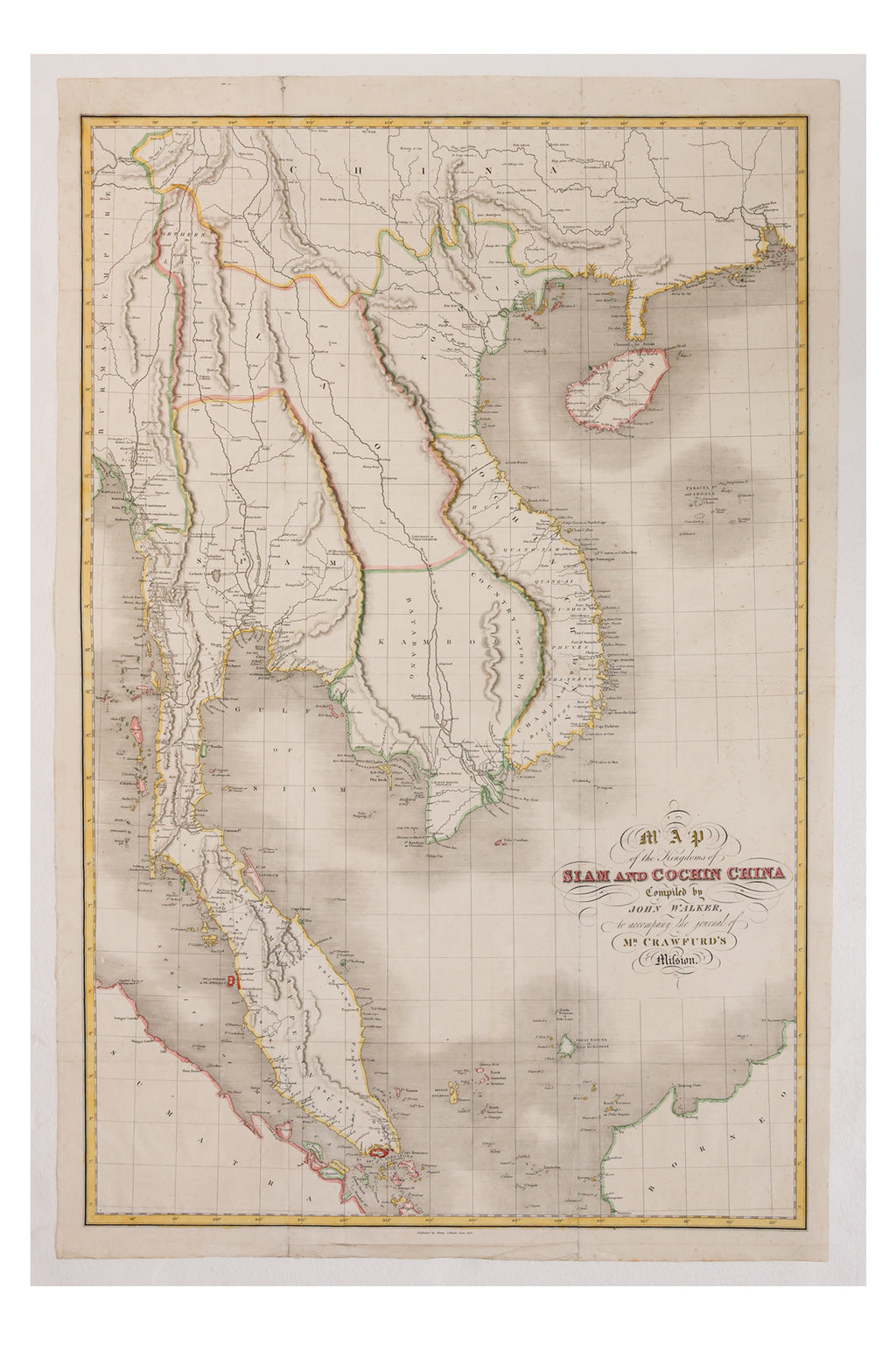 A MAP OF THE KINGDOMS OF SIAM AND COCHIN CHINA, JOHN WALKER, 1828