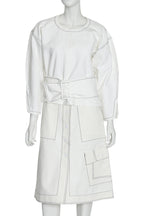 3.1 PHILLIP LIM - A WHITE TOP AND SKIRT ENSEMBLE WITH CONTRAST STITCHING