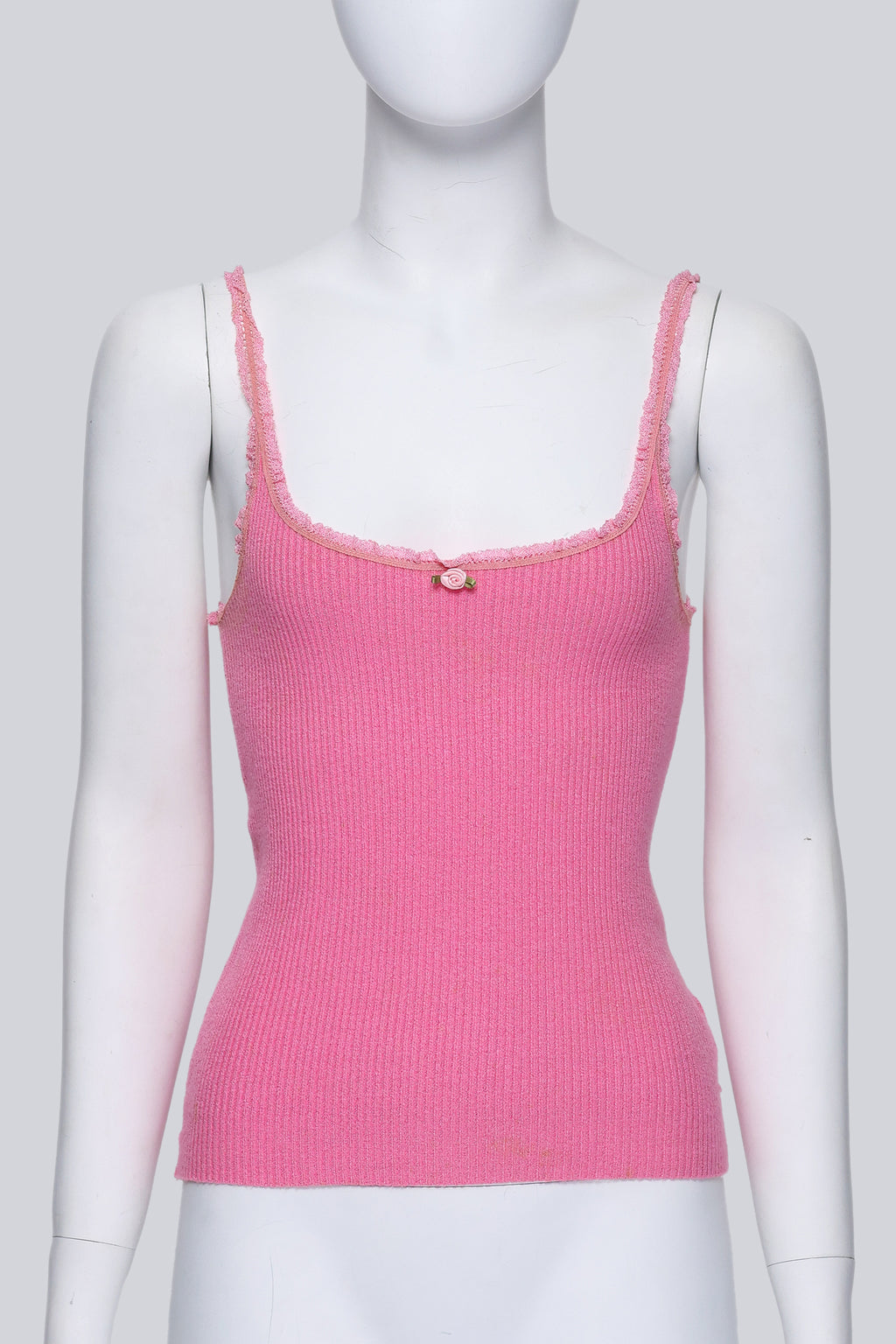 BLUMARINE BLUGIRL - A PINK CAMISOLE AND CARDIGAN SET WITH LACE TRIMS