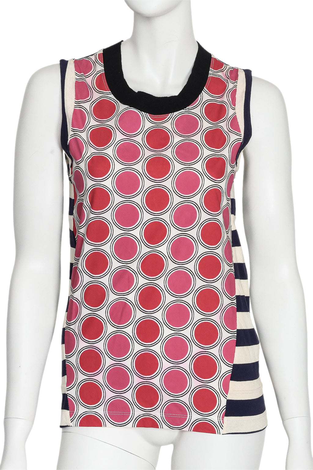 MARNI - A STRIPE AND DOT PRINT SLEEVELESS TOP