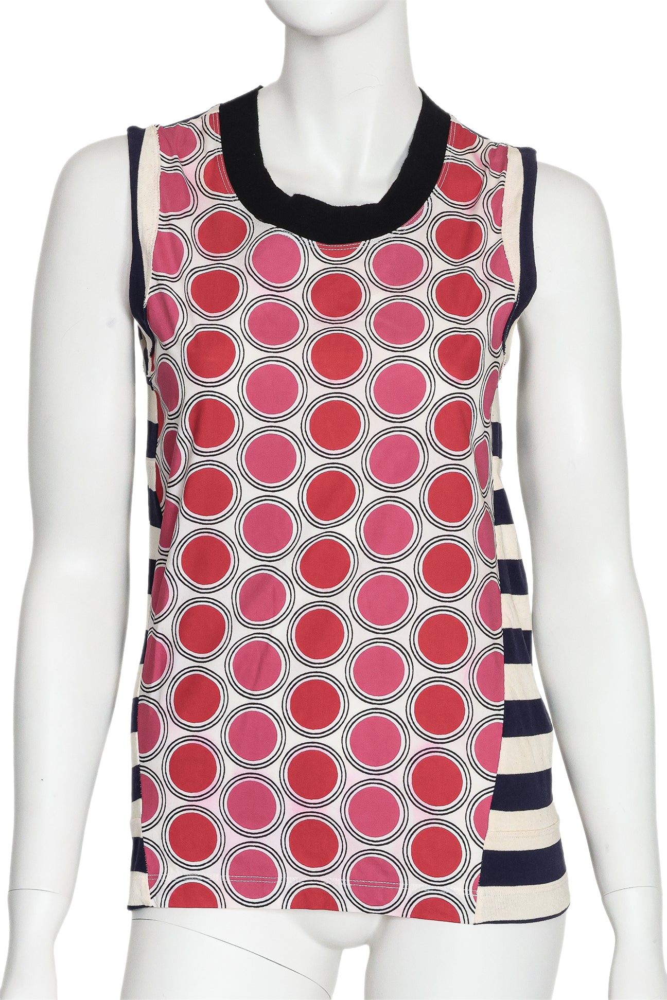 MARNI - A STRIPE AND DOT PRINT SLEEVELESS TOP