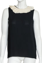LANVIN - A BLACK SLEEVELESS TOP WITH A CONTRAST CREAM COLLAR, ÉTÉ 2013
