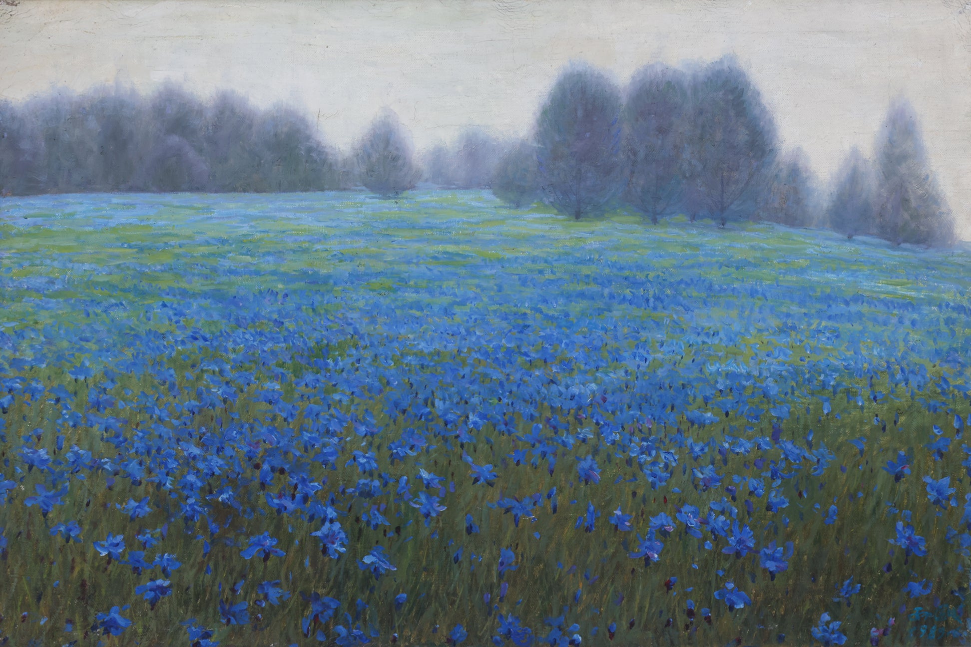 SUN GUOQI (CHINESE B. 1942) FIELD OF IRISES 1989