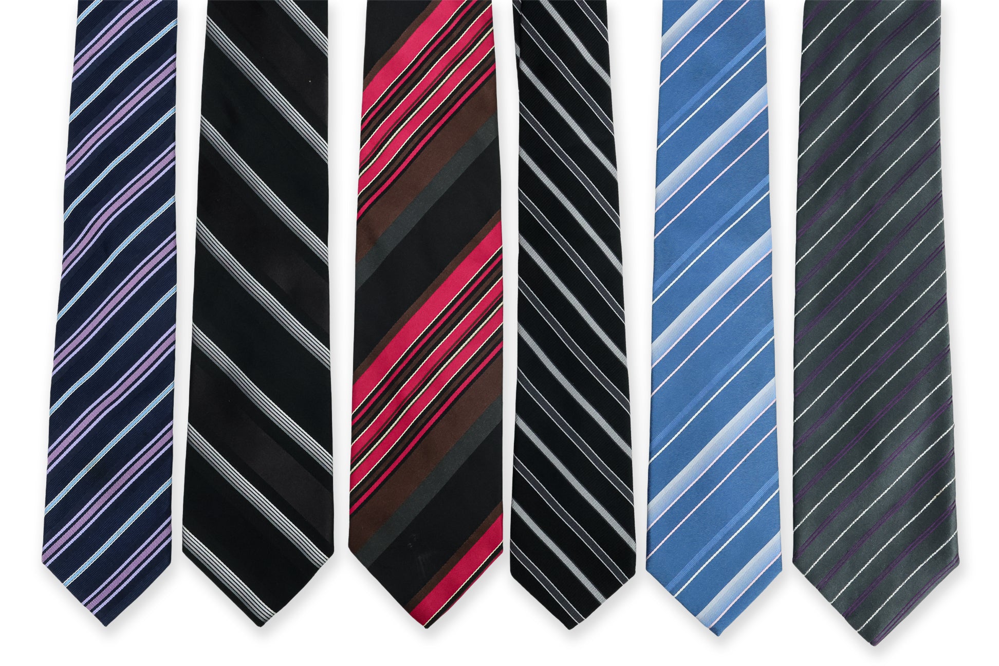 DKNY, HUGO BOSS AND ERMENEGILDO ZEGNA - A GROUP OF SIX STRIPED MEN'S TIES
