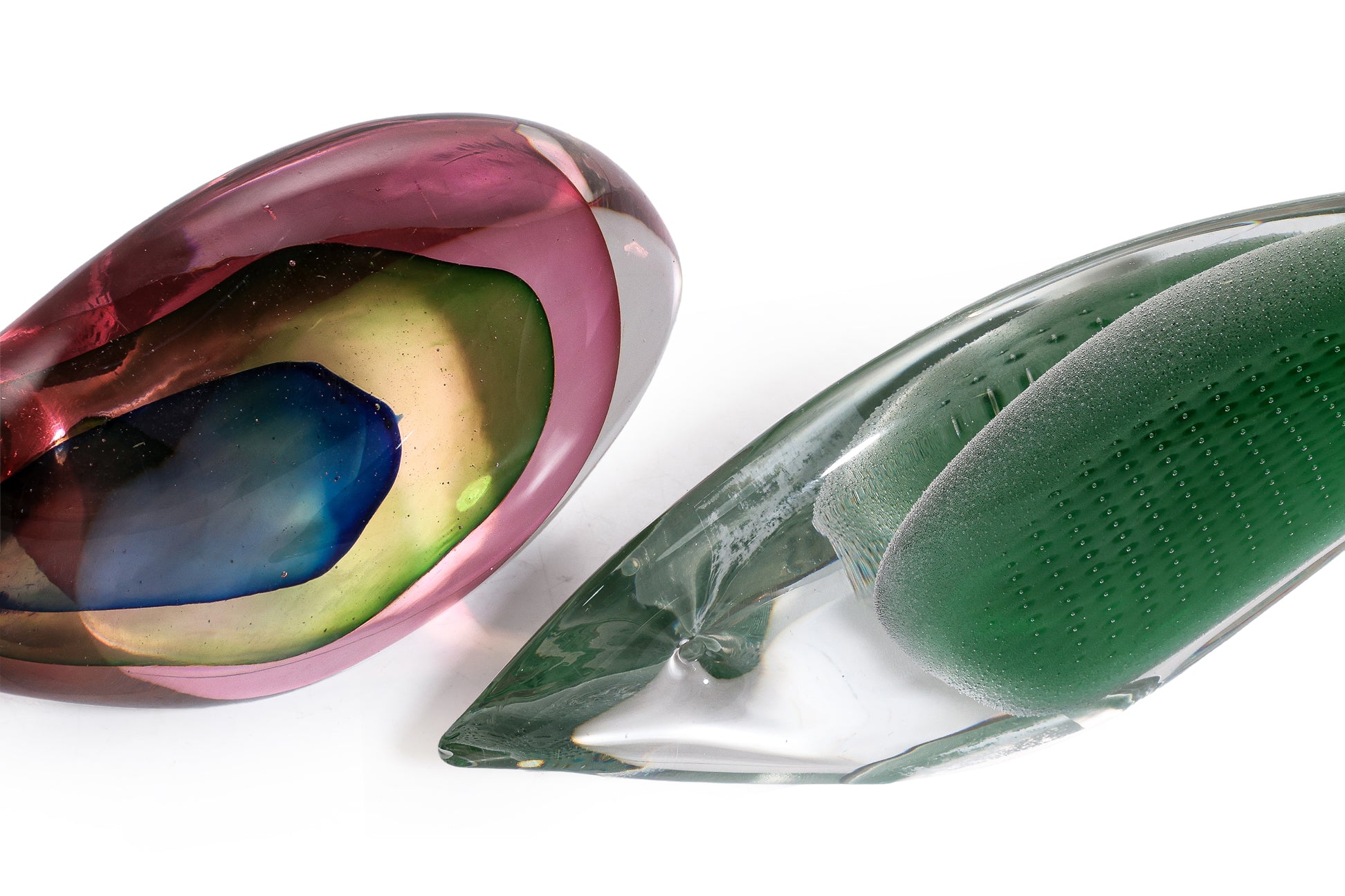 TWO ART GLASS MODELS OF FISH