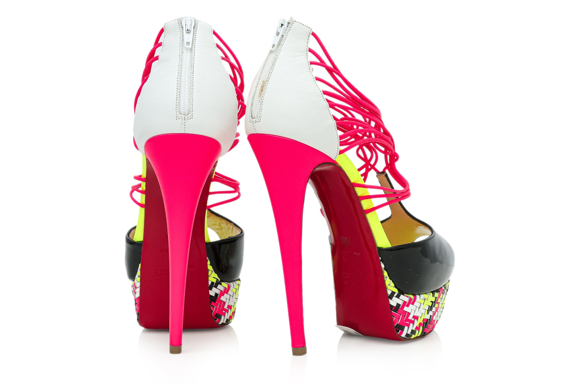 CHRISTIAN LOUBOUTIN - A PAIR OF 'CONFUSALTA 150' PLATFORM PUMPS